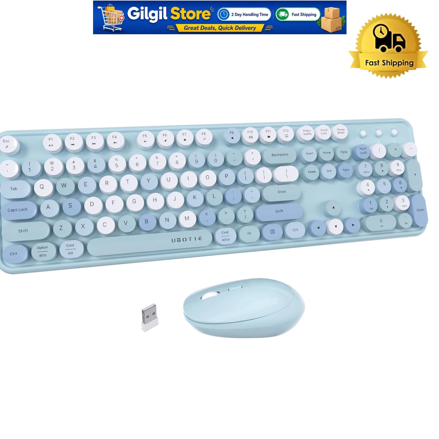 Retro Floating Keycap Wireless Keyboard & Mouse Combo for Modern Workspaces