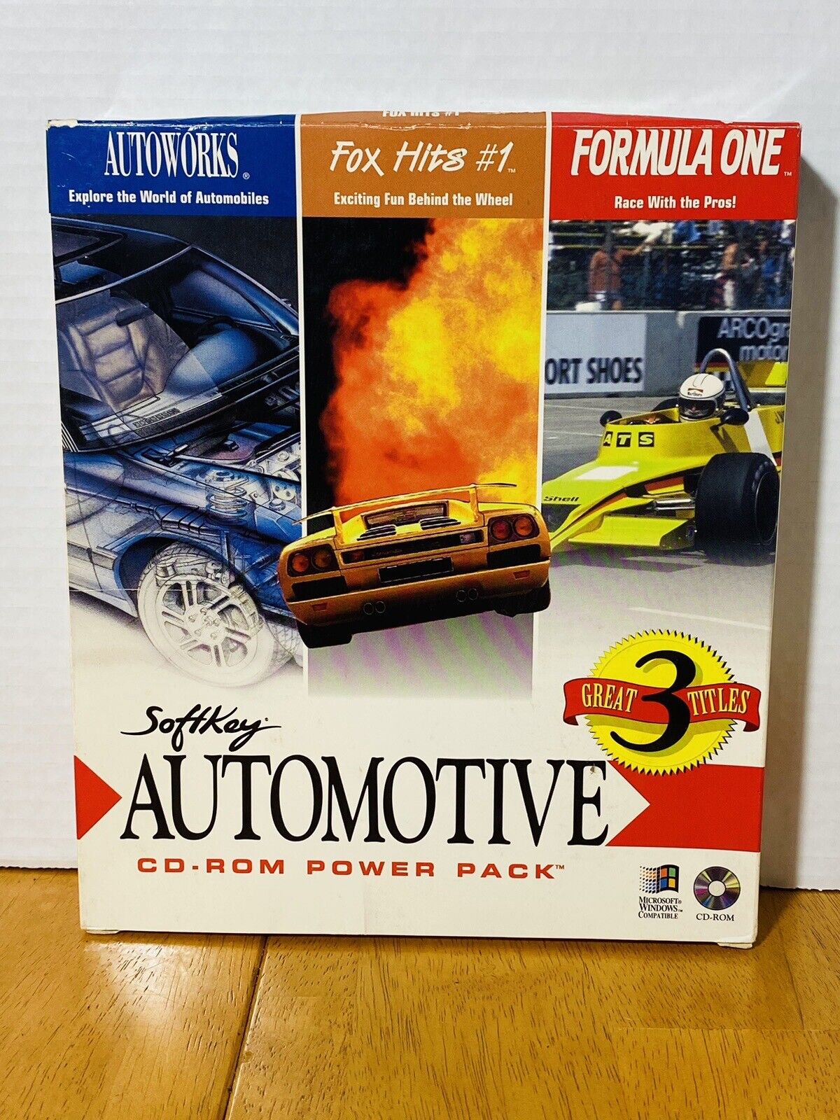 1995 Softkey Automotive Racing PC CDROM Game 386 MS-DOS 5 Formula 1 VTG Box