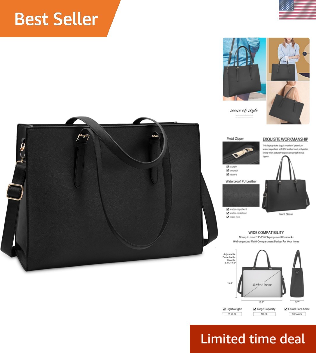 Sophisticated 3-Way Carrying Laptop Bag in Waterproof  Leather - Ideal Gift