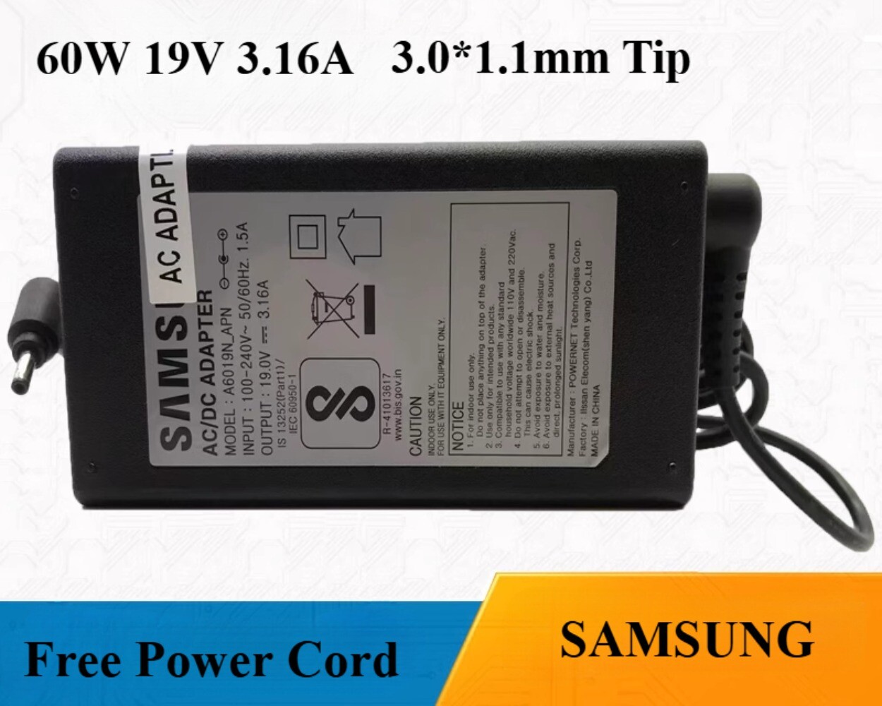 Original Samsung 19V 3.16A 60W Adapter AD-6019R ADP-60ZH D N17908 3.0mm Charger
