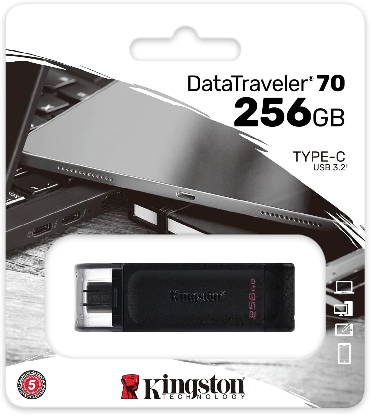 Kingston DataTraveler 70 256GB USB-C Flash Drive | USB 3.2 Gen 1 | DT70
