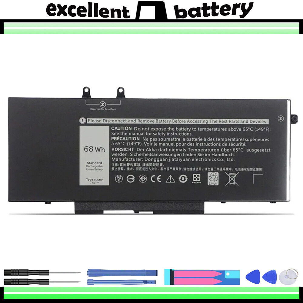 4GVMP Battery for Latitude 5400 5500 Precision 3540 P98G001 P80F001 68Wh