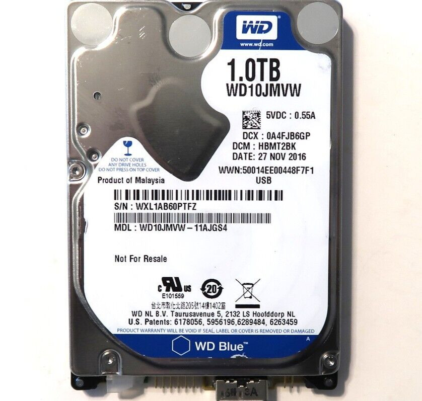 Western Digital WD10JMVW-11AJGS4 DCM:HBMT2BK Malaysia (WXL1) 1.0TB USB 27NOV2016