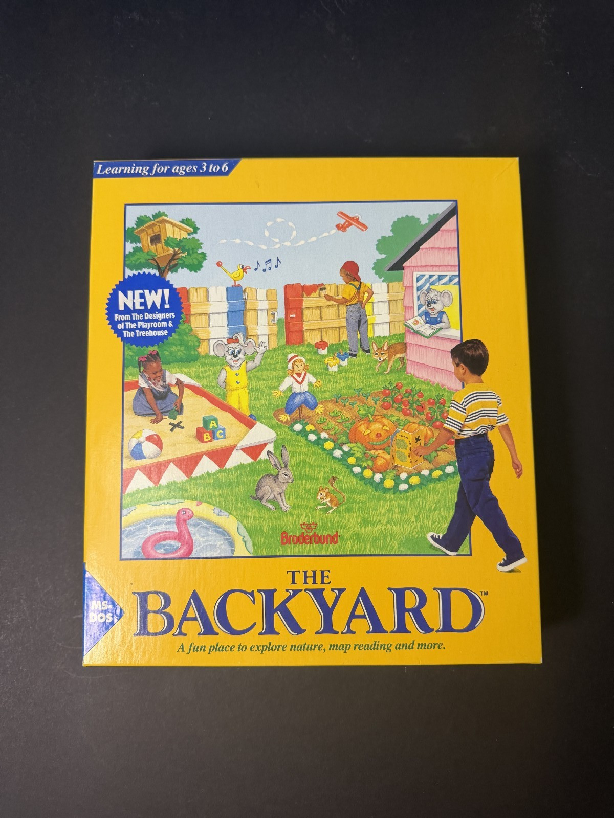 Vintage THE BACKYARD Video Game OPEN BOX Broderbund Big Box 3.5 Floppy PC
