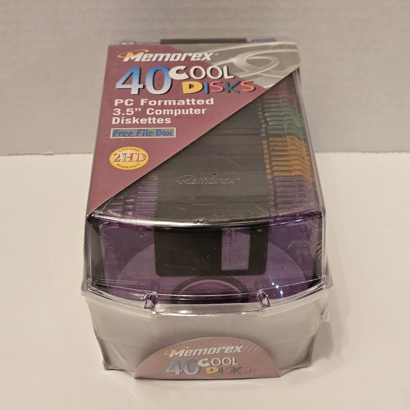 Memorex 40 3.5" Floppy Computer Semi-Transparent Disks PC Formatted w/File Box 