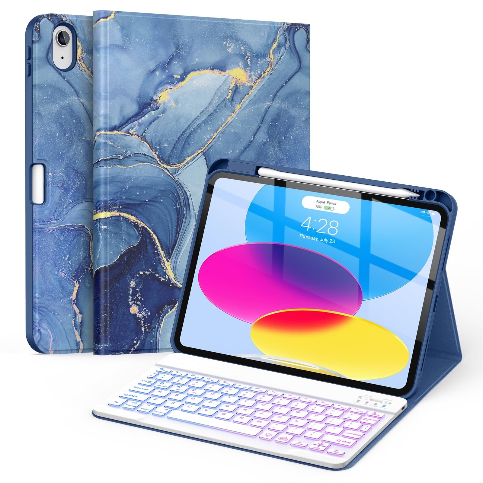 Soke for iPad (A16) 11th/10th Generation Case with Keyboard(2025/2022)-7 Colo...