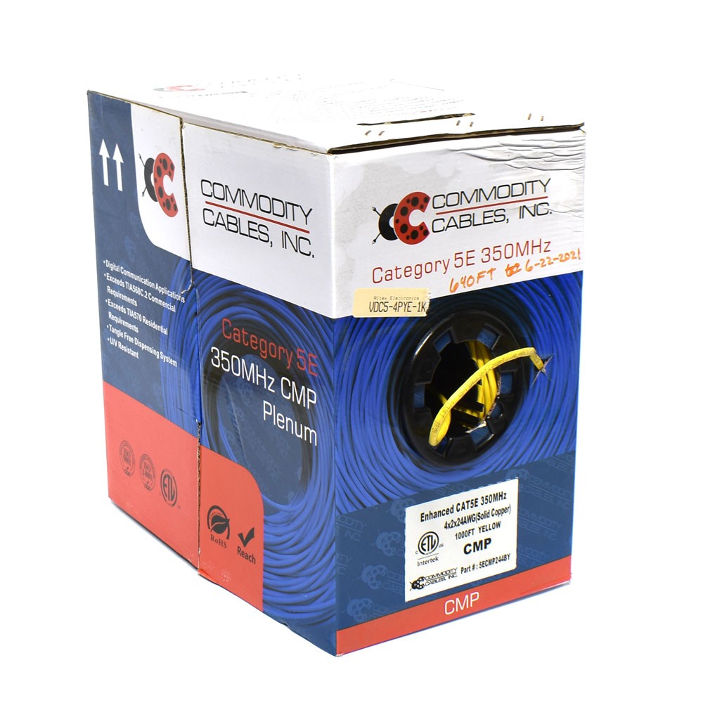 Commodity Cables 5ECMP244BY Cat5e 350Mhz Yellow 500' Feet Easy Pull Box Partial