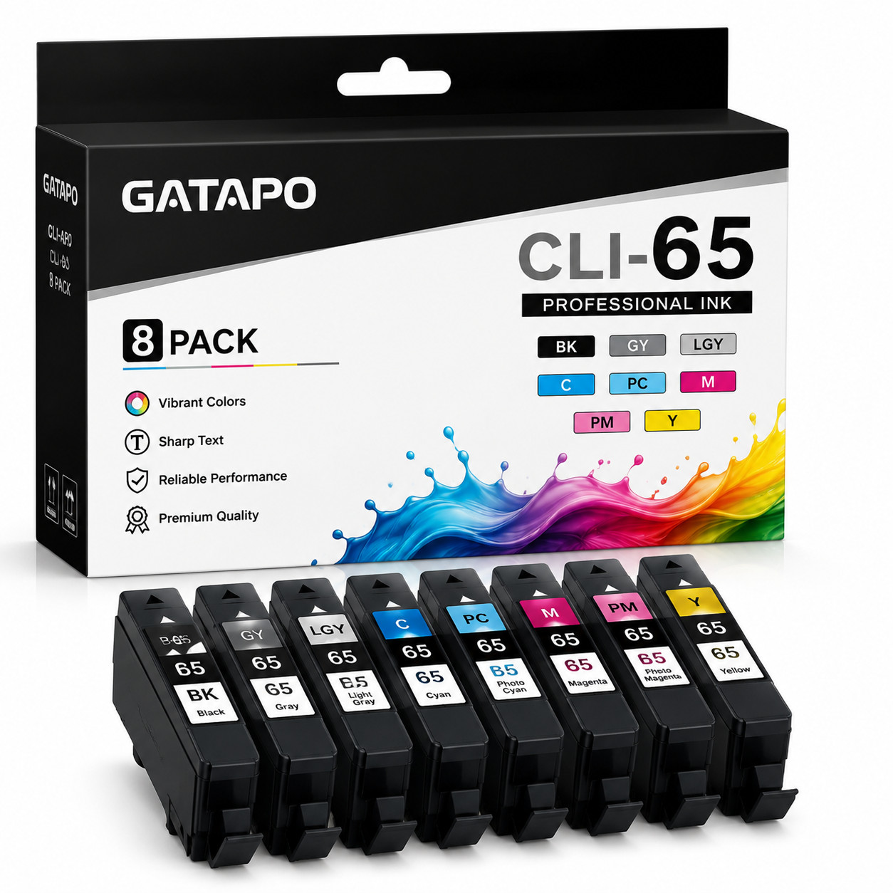 CLI-65 Ink  8 Pack Color Ink Compatible For  PIXMA Pro-200 Pro-200S Printer