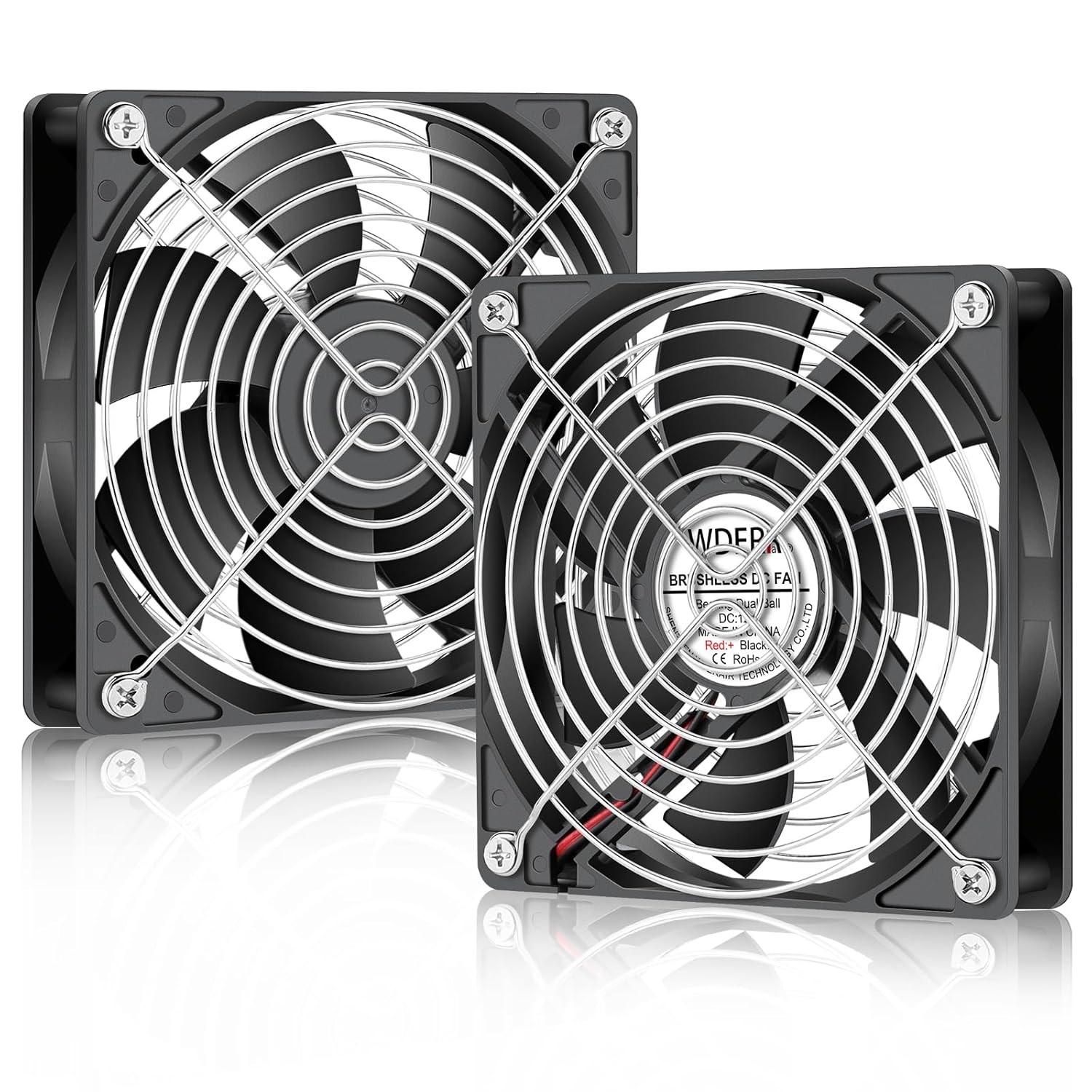 120mm 12V DC Brushless Cooling Fan 2-Pack Dual Ball Bearing PC Case Fan DIY