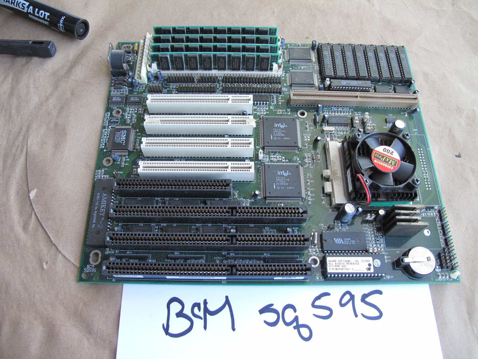 SQ595 BCM Pentium/ 128MB/ DRAM/ 2-PCI/ PCI AT Motherboard  + INCLUDES CPU & RAM