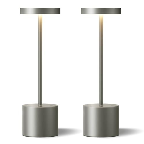  Grey Rechargeable Cordless Lamp - Touch Control, 3 Color 2 Pack Gray