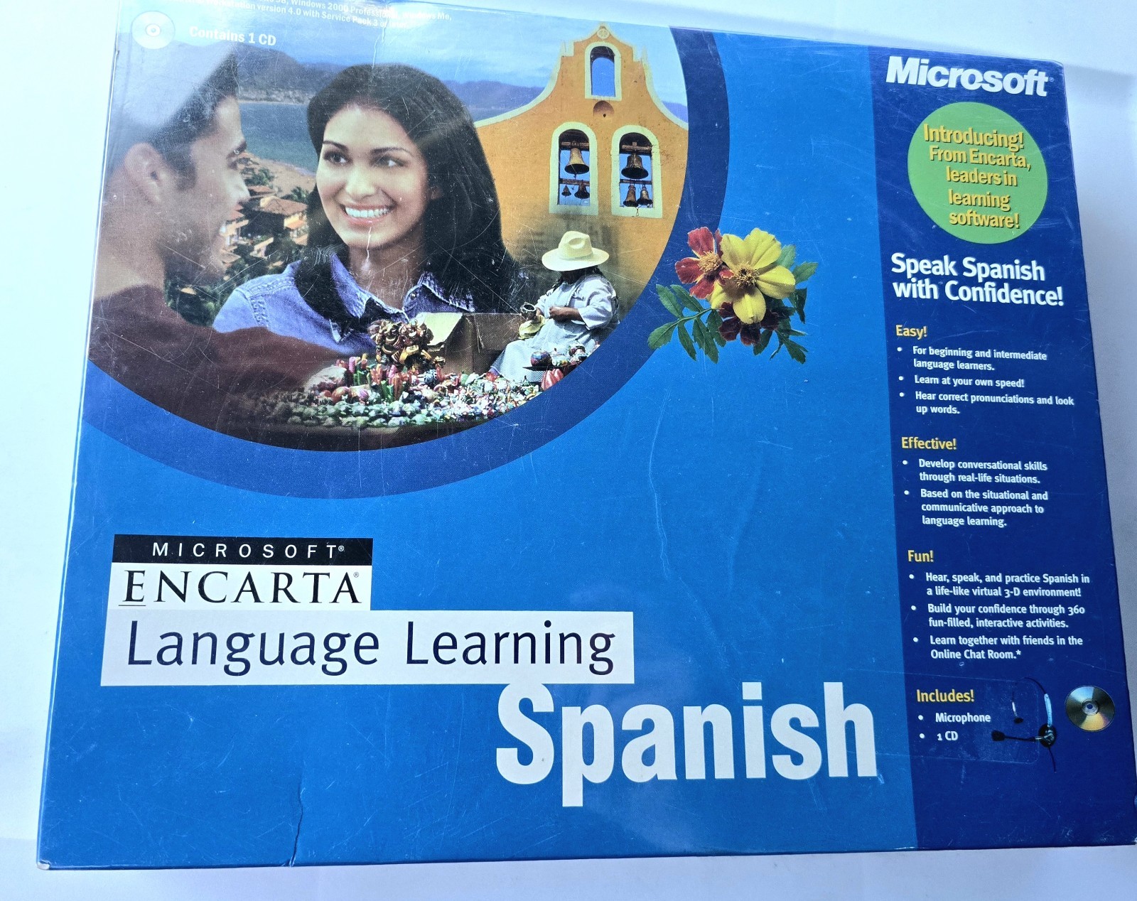 Microsoft Encarta Language Learning Spanish PC CD-ROM Big Box 2000 Vintage