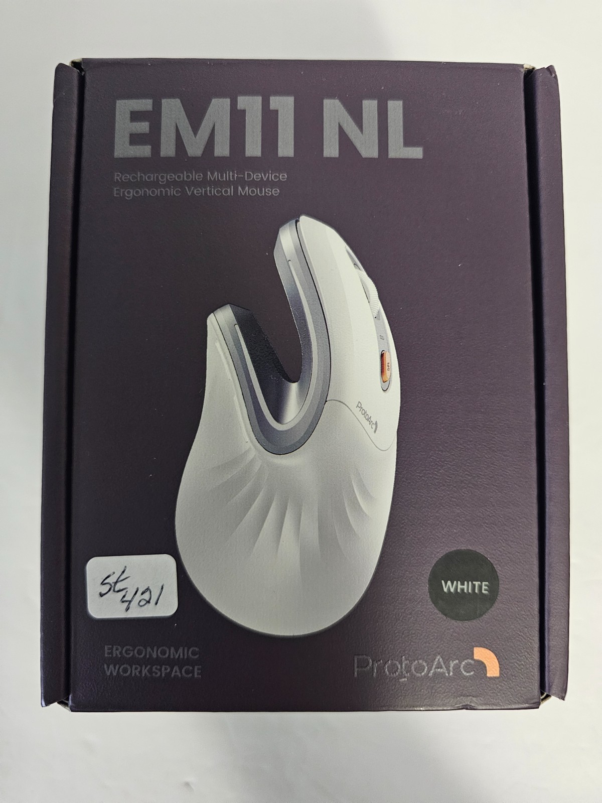 ProtoArc Ergonomic Vertical Mouse, EM11 NL Bluetooth Wireless, Ergo Mouse White