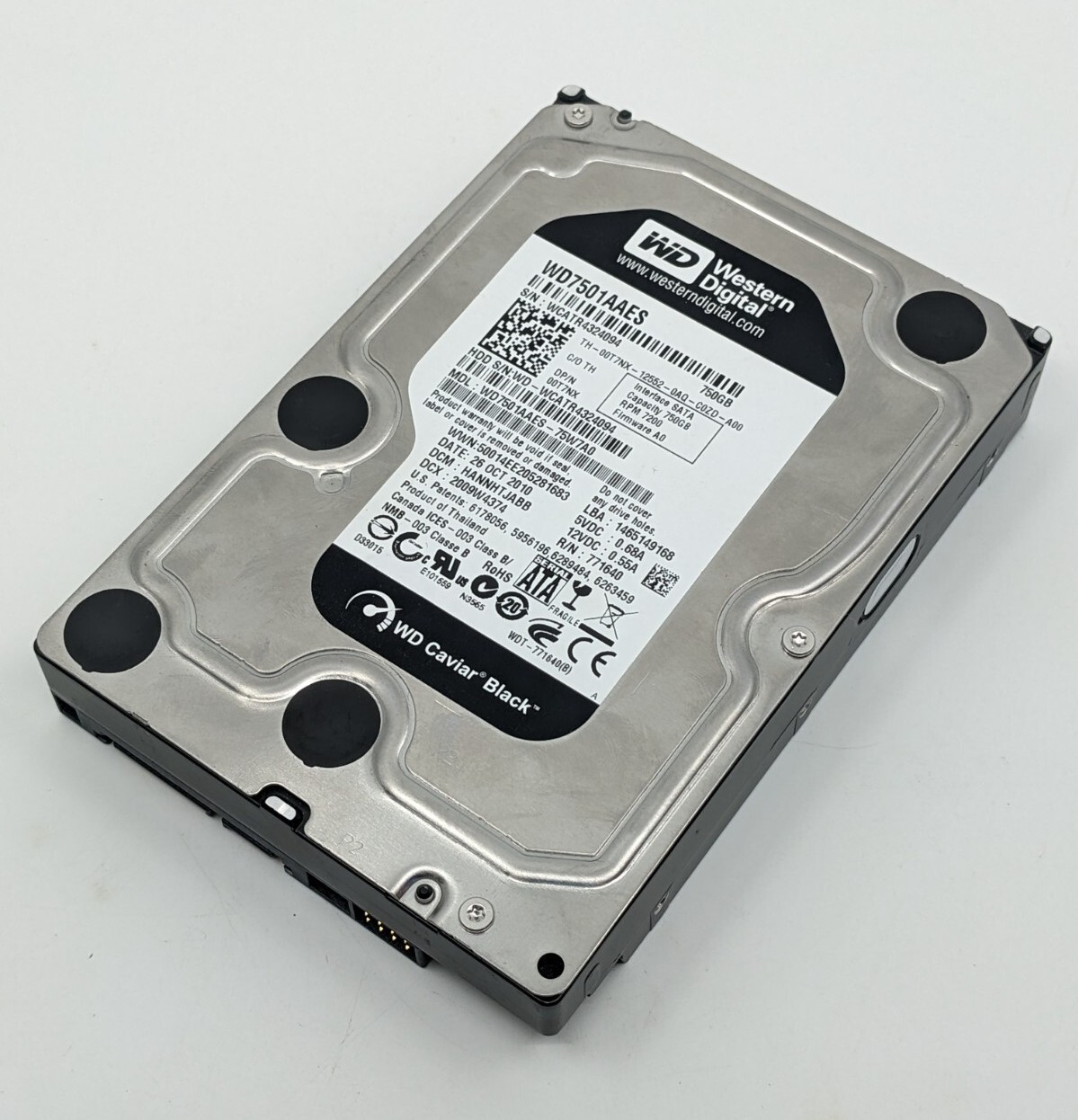 Western Digital WD7501AAES-75W7A0 Dell 750GB 3.5" Hard Drive, Tested, Exact Part