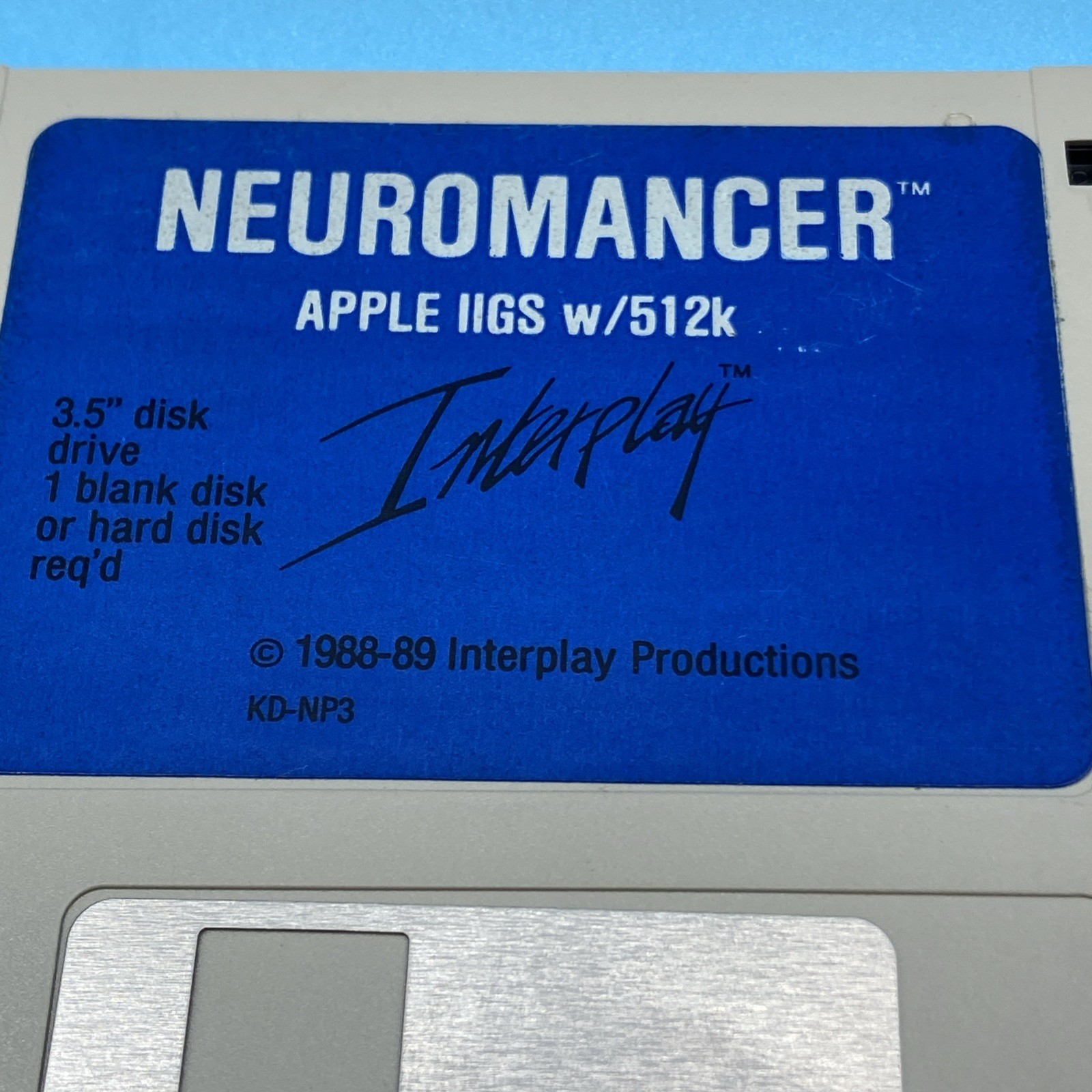 1989 NEUROMANCER APPLE IIGS “Holy grail” floppy disk RARE Untested