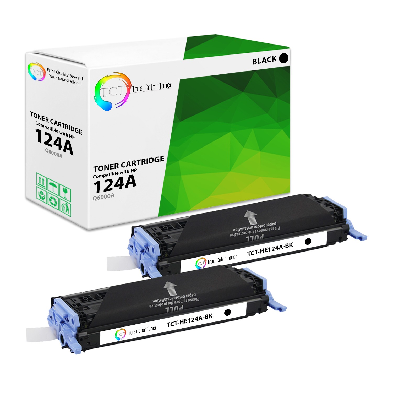 TCT 2 Black Q6000A 124A Toner Cartridges For HP LaserJet 1600 2600