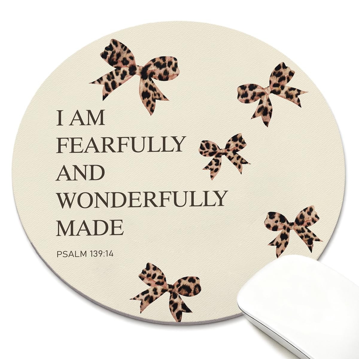 Coquette Leopard Bow Bible Round Mouse Pad Office Gifts for Women Teen Girls,...