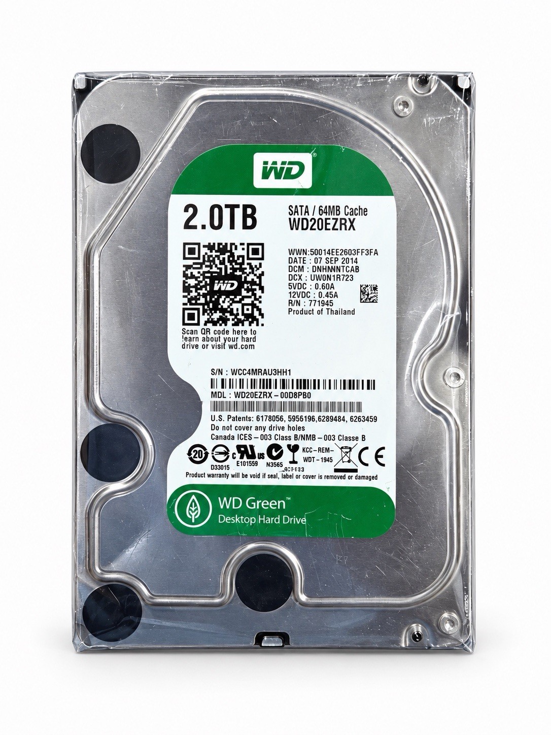 Western Digital 2TB 3.5" SATA III WD 5400RPM Green NAS WD20EZRX-00D8PB0