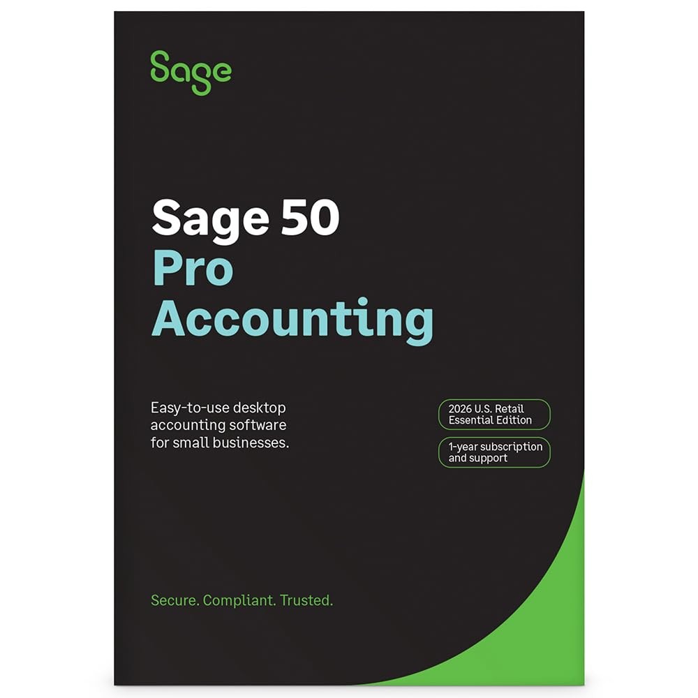 Sage 50 Pro Accounting 2026 U.S. Retail Essential 1 Year Subscription