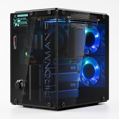 Pironman 5-MAX Dual Nvme M.2 SSD Pcie PC Case for Raspberry Pi 5 NAS RAID 0/1 Ha