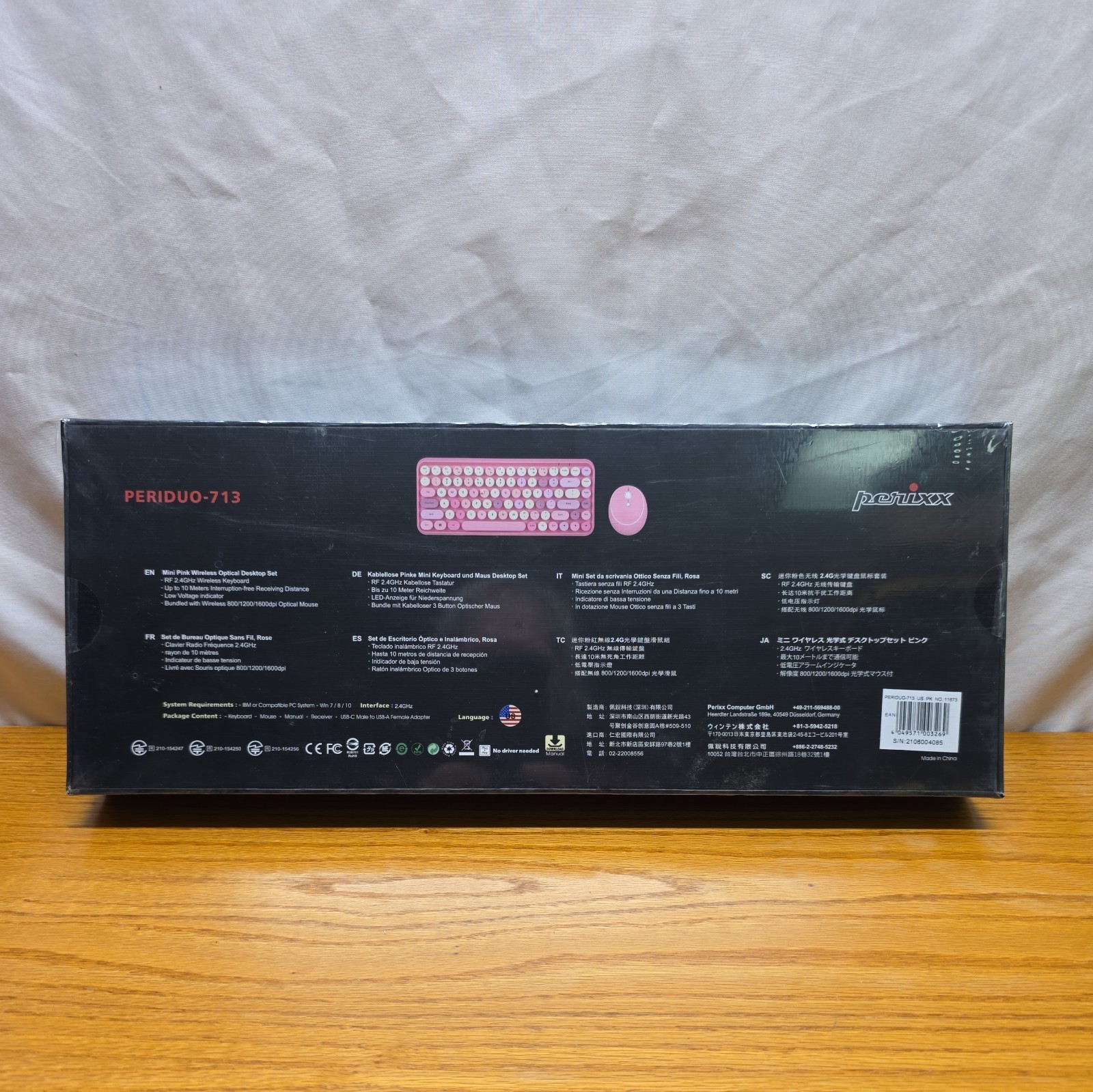 PERIDUO-713 2.4GHz Wireless Typewriter Mini Keyboard Mouse Set, Round keys, Pink