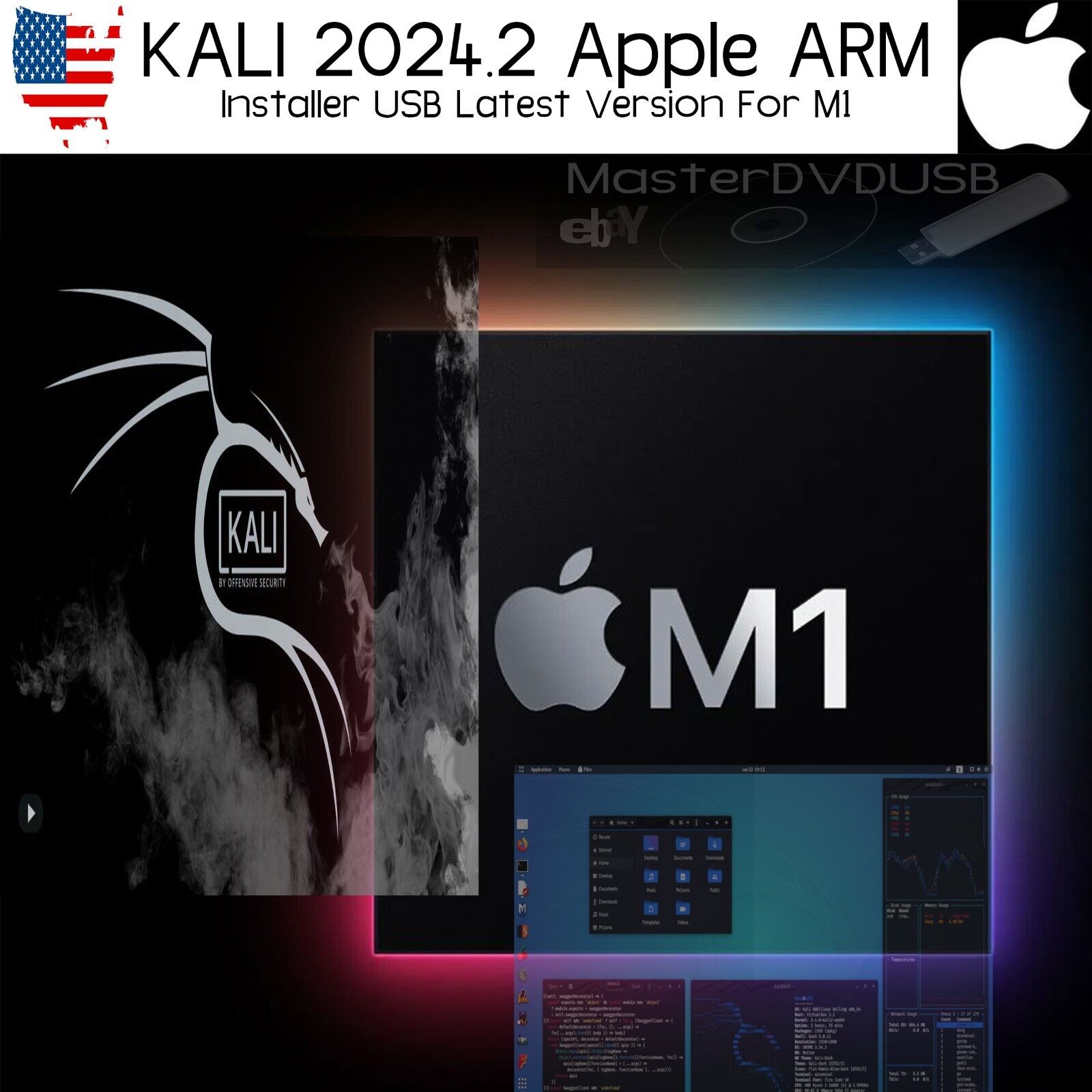 Kali Linux 2024.2 USB Installer for Apple (ARM) M1 - Dual Boot & Stable USA