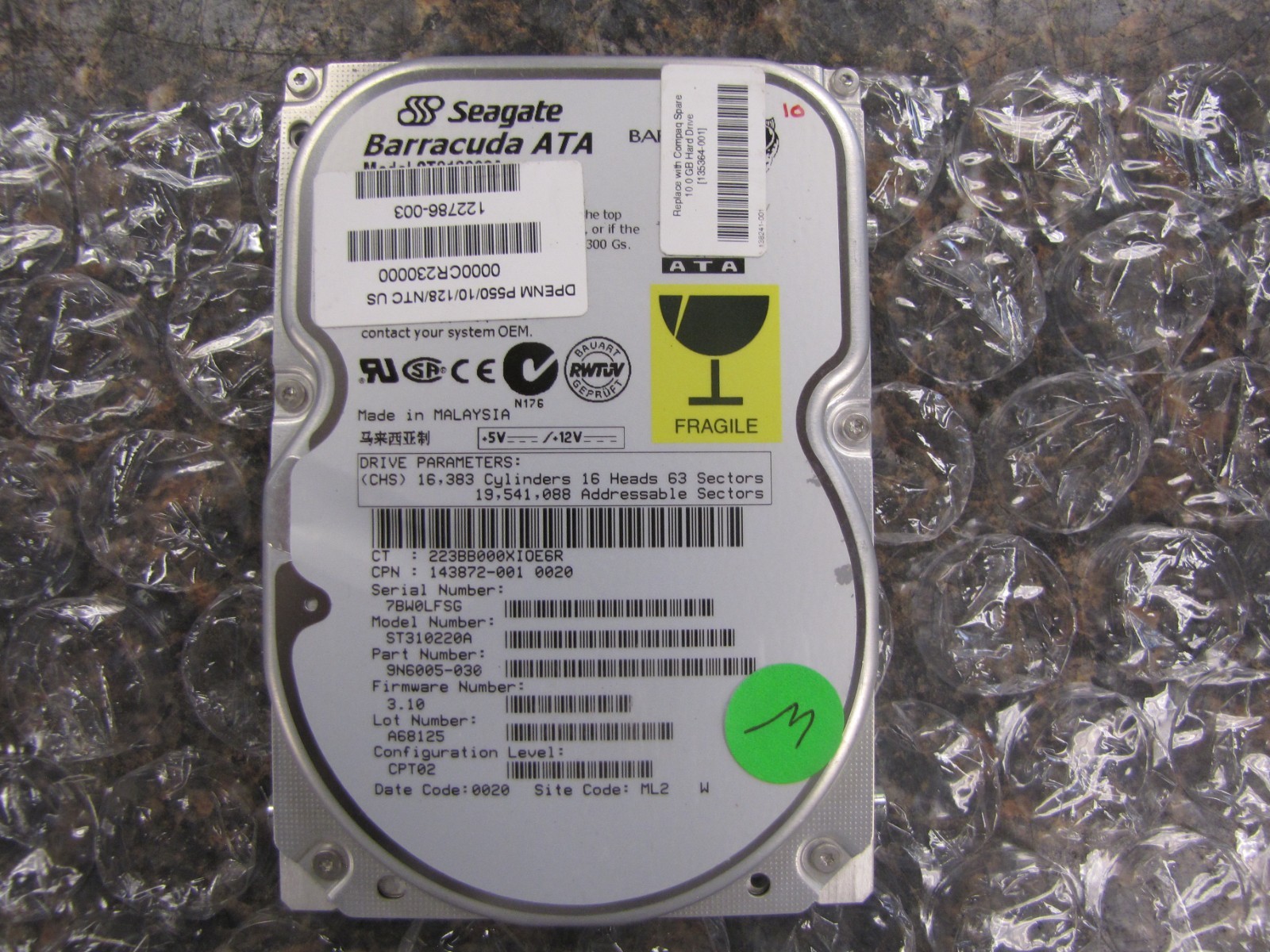Seagate Barracuda ATA 10.24GB 7200RPM ST310220A Hard Drive TESTED & WORKS -NK22