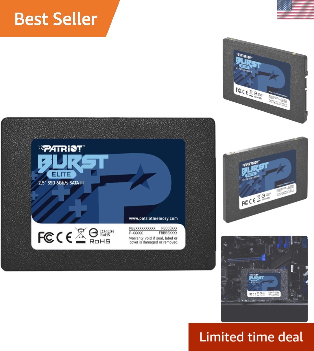120GB Patriot Burst Elite 2.5'' SSD - Fast Read Speeds & Low Power Consumption