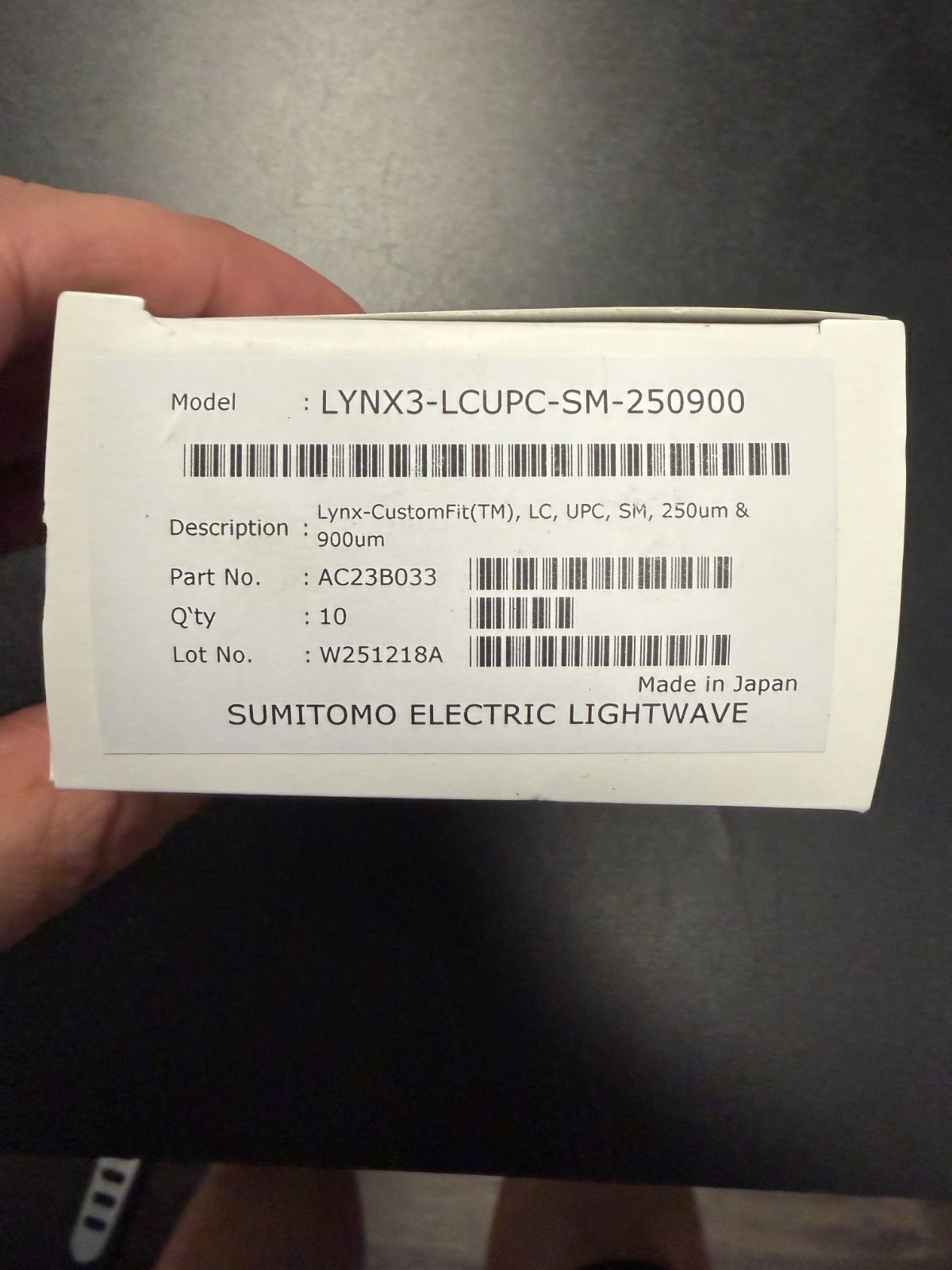 Sumitomo Lynx3-LCUPC-SM-250900 Fiber Connector- Box of 10