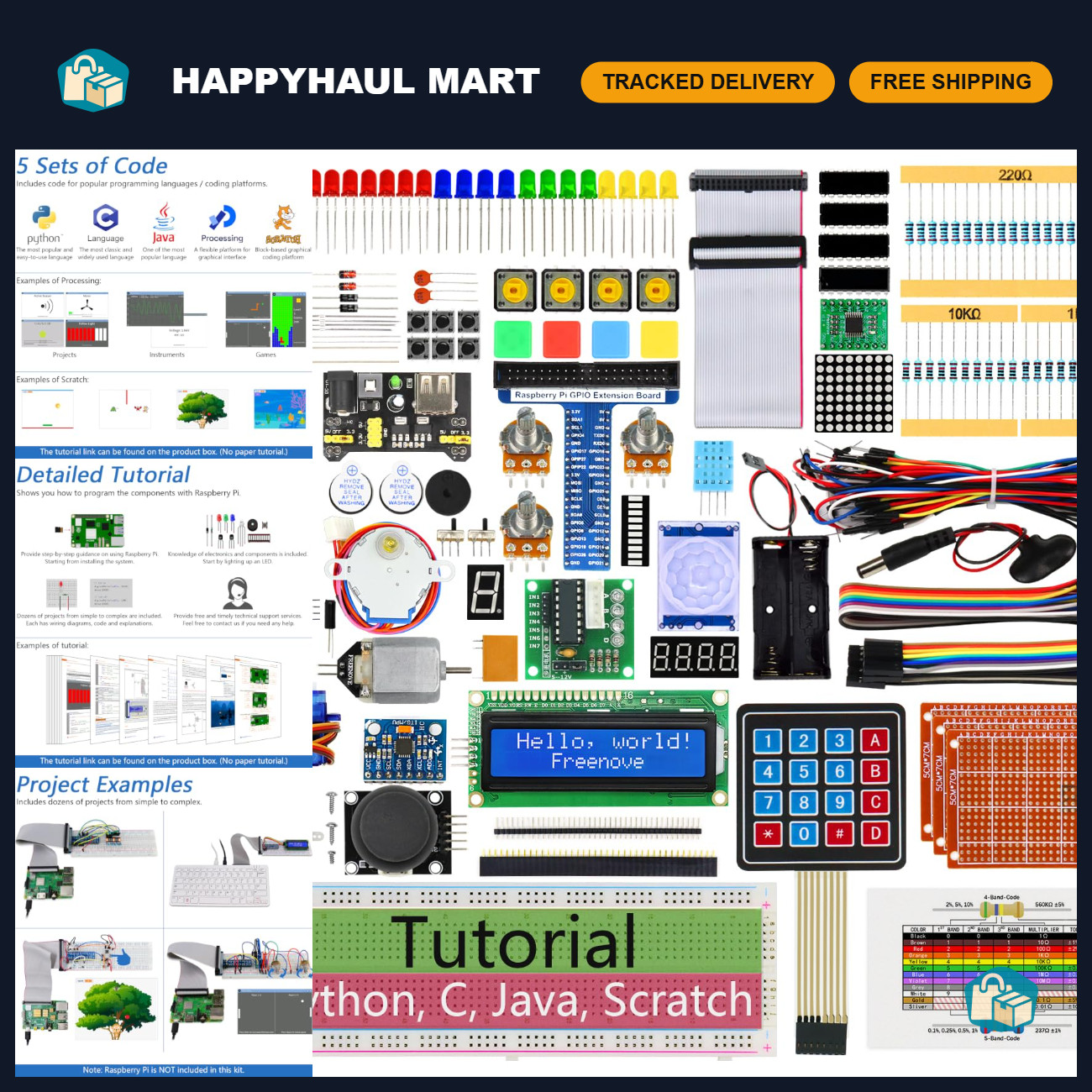 Ultimate Raspberry Pi Starter Kit for 5, 4, Zero, 2 W - Complete DIY Electronics