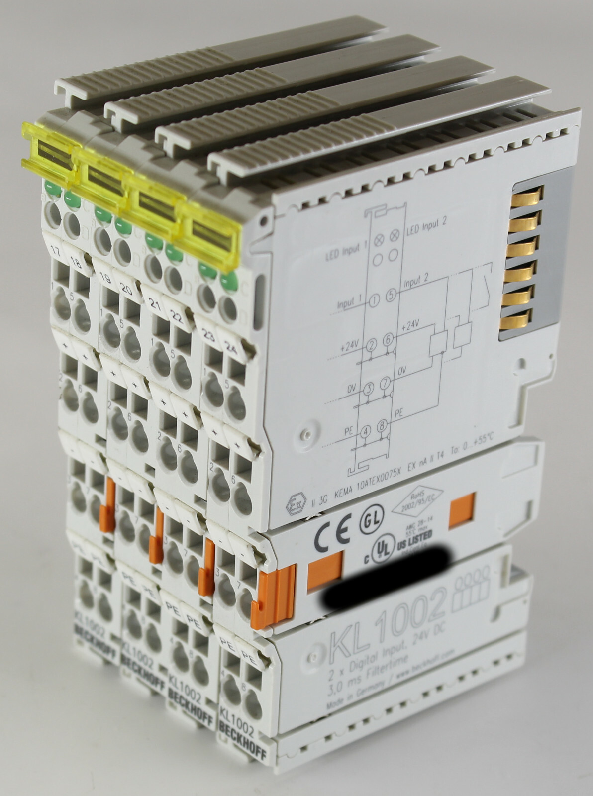 Lot of 4 Beckhoff KL1002 2x Digital Input, 24V DC 3.0 ms Filtertime