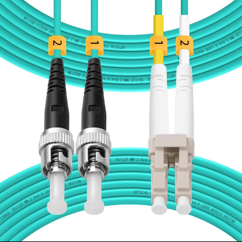 1M‑10M OM3 LC UP  to ST UPC Duplex 50/125 Fiber Patch Cord LSZH LAN