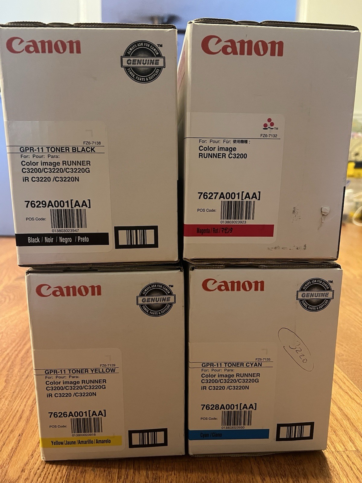 Genuine Canon GPR-11 Toner, Full Set Complete w/ Black, Yellow, Cyan & Magenta