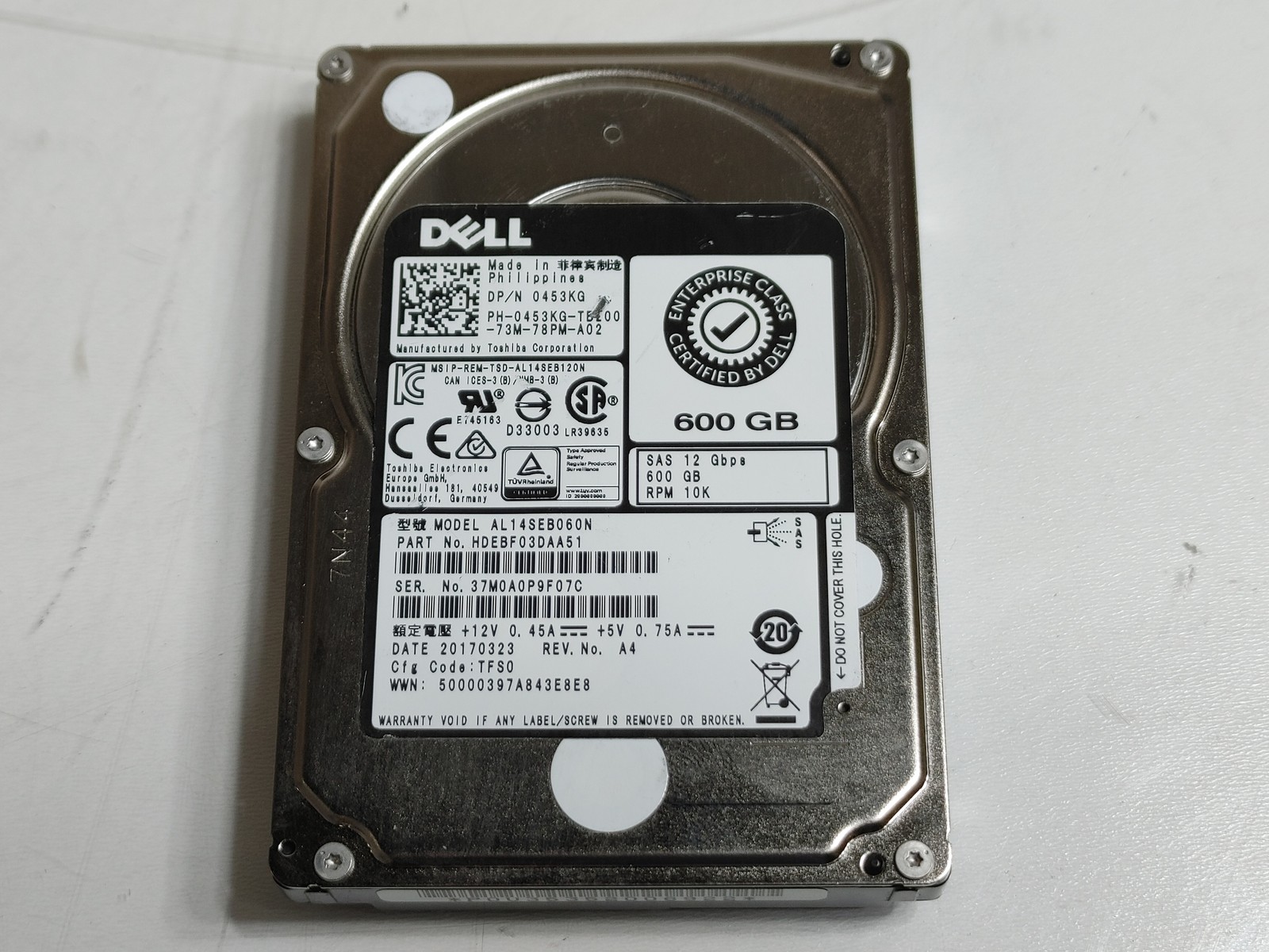 Toshiba Dell AL14SEB060NY 600 GB SAS 3 2.5 in Enterprise Hard Drive