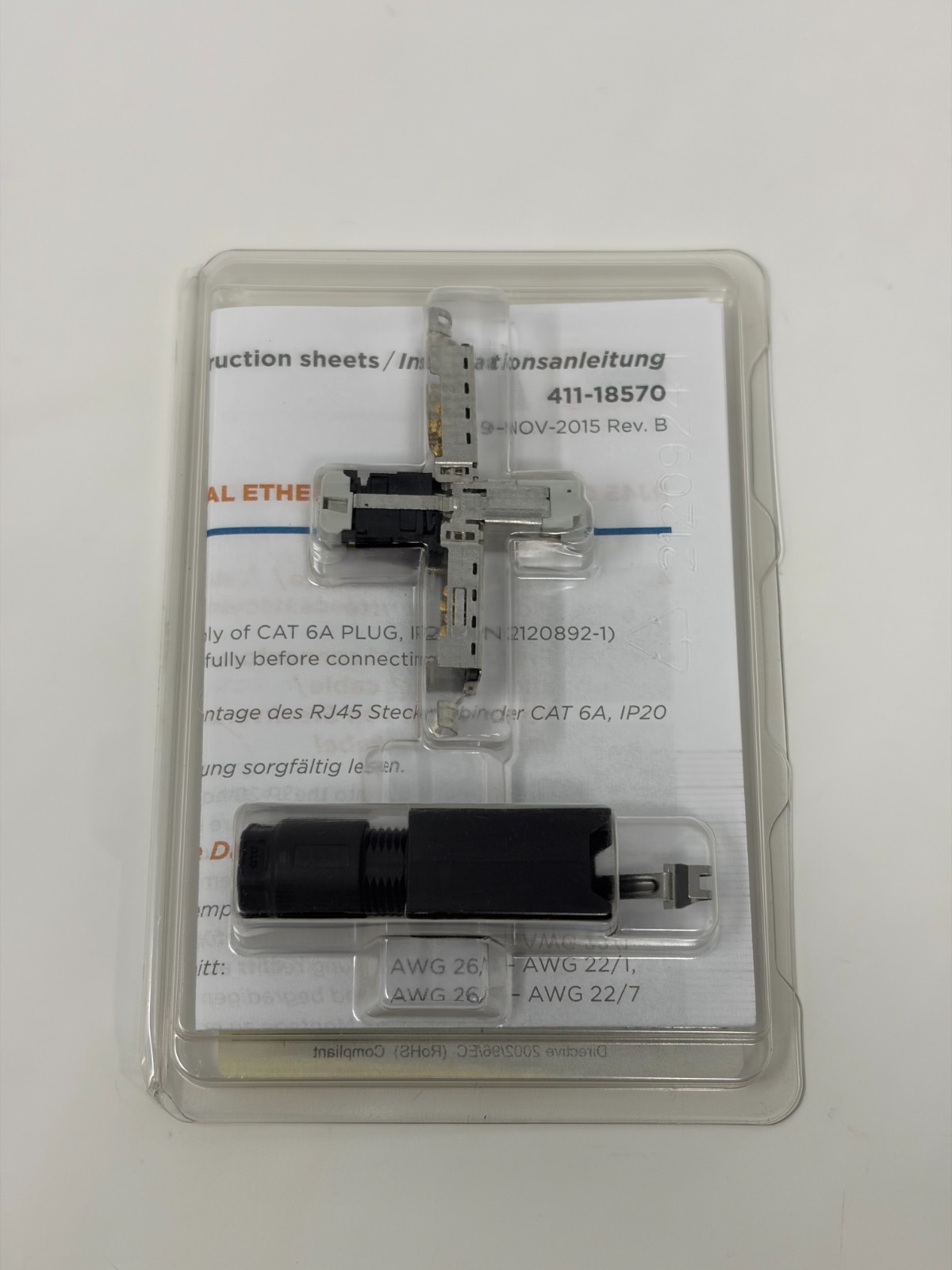 Lot of 3 TE Connectivity 2120892-1 RJ45 Cat6A IP20 Industrial Ethernet Plug New
