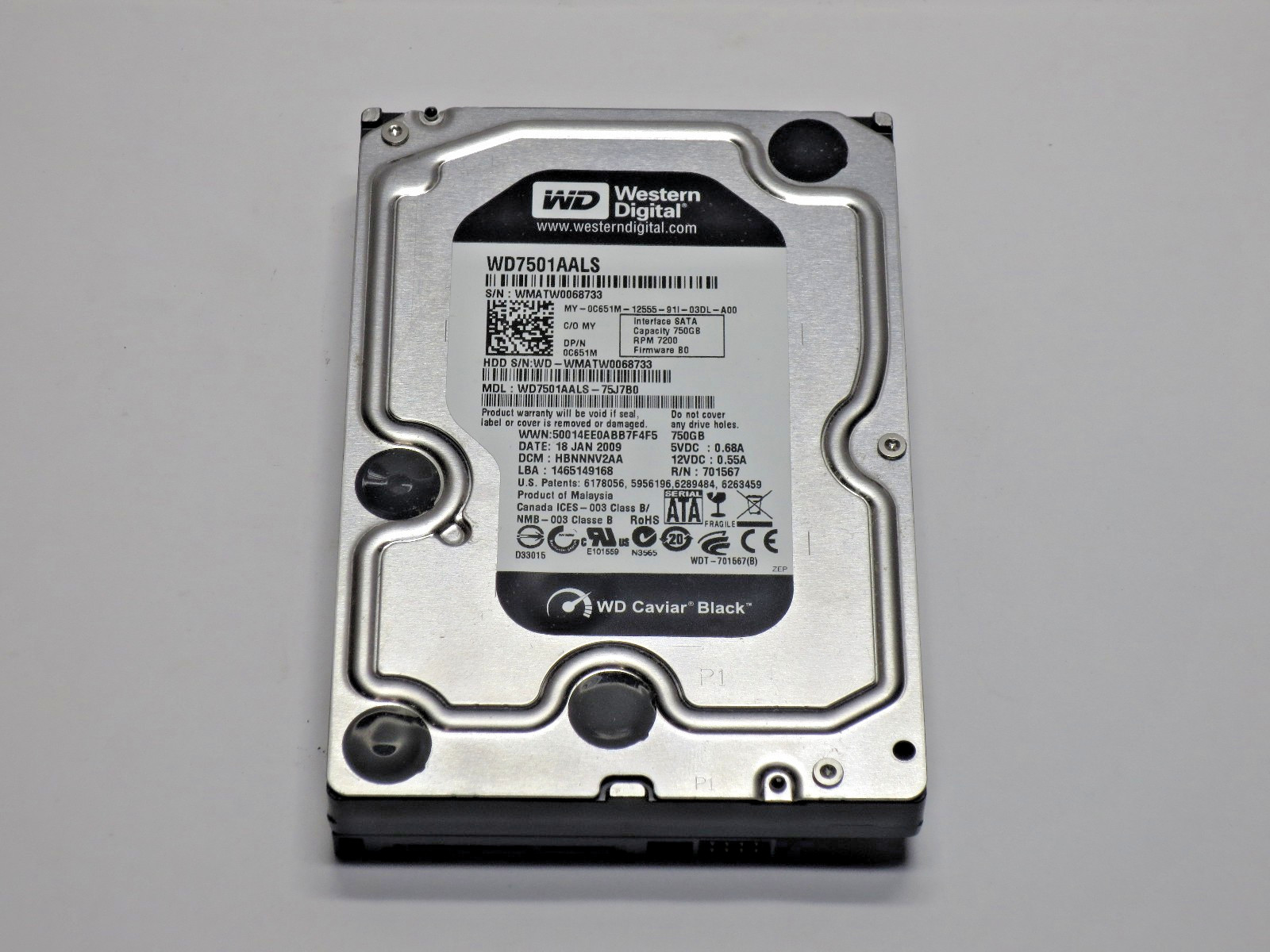 Western Digital WD Caviar Black 750GB 3.5" SATA II Hard Drive HDD, WD7501AALS