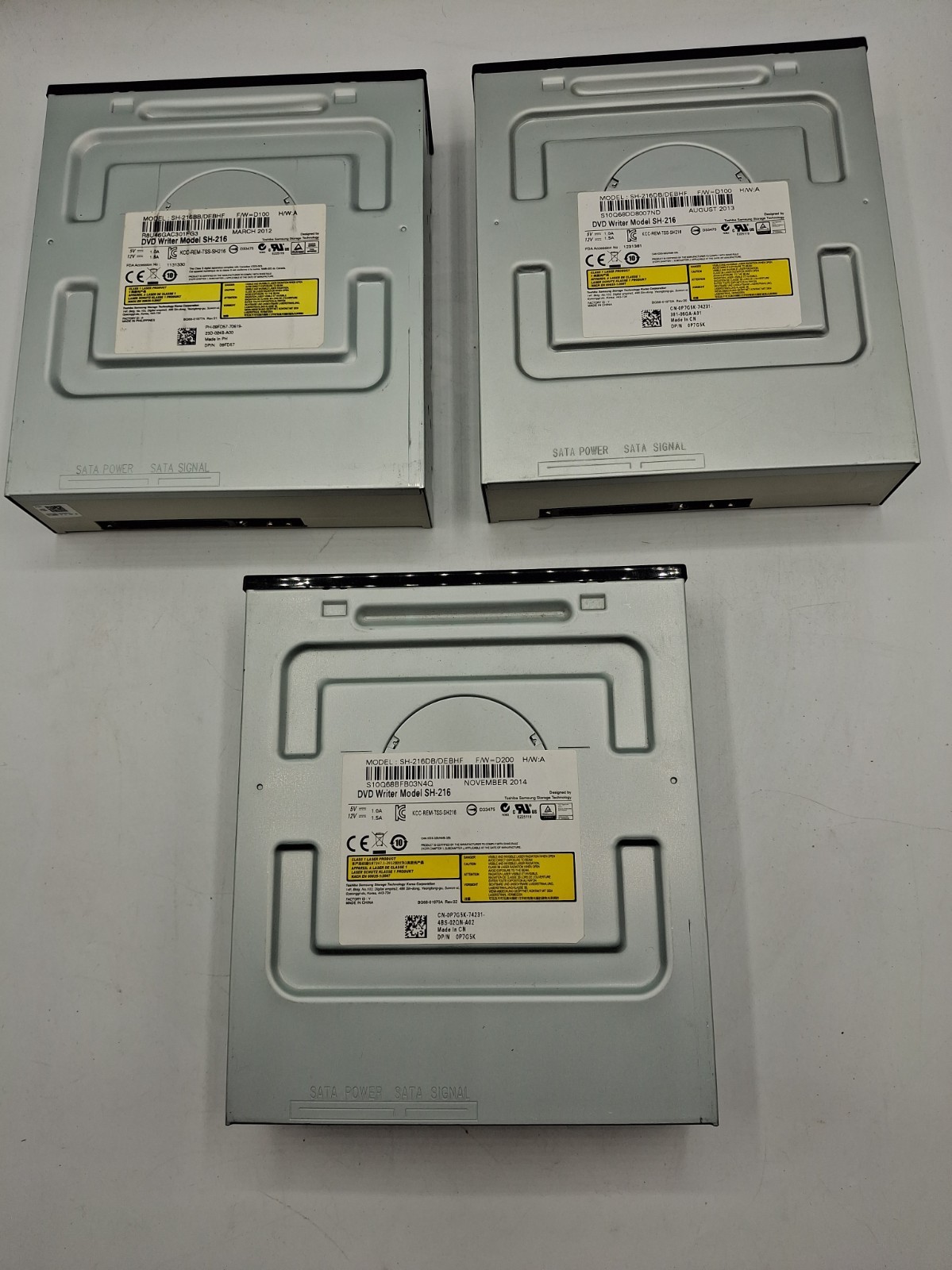 LOT OF 3 Toshiba Samsung SH-216DB/DEBHF DVD Writer Drive 0P7G5K- Black Bezel