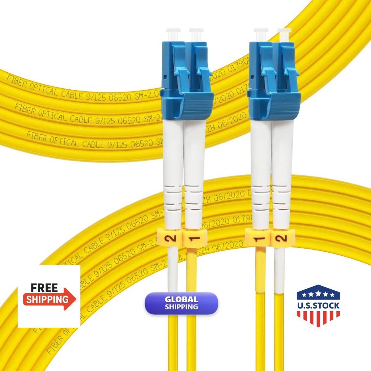 FLYPROFiber OS2 LC to LC Fiber Patch Cable 20M Single Mode Duplex 9/125um