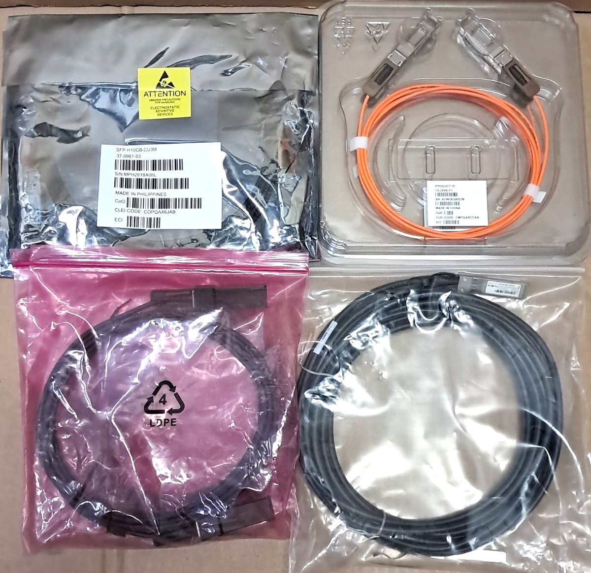 Lot of 7 Cisco 10G SFP+ Cables | DAC & AOC