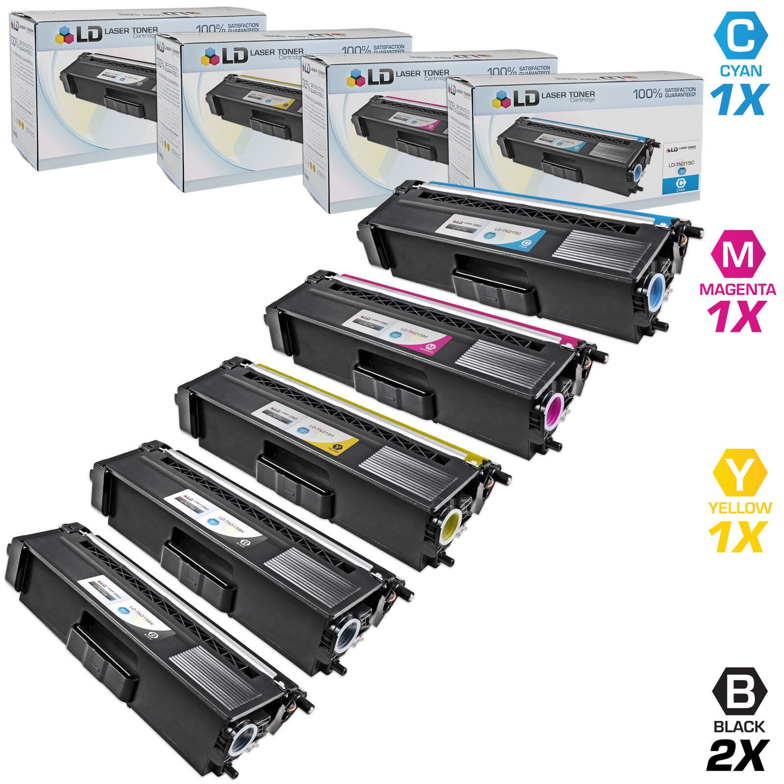 LD Compatible Toners for Brother TN-315 5 Set: TN315BK TN315C TN315M TN315Y