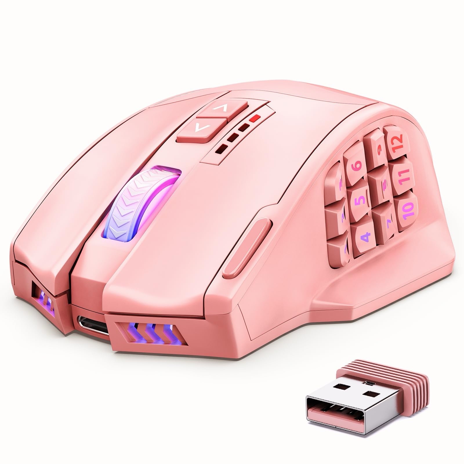 Pink UtechSmart Venus Pro Wireless MMO Gaming Mouse, 16,000 DPI Sensor,