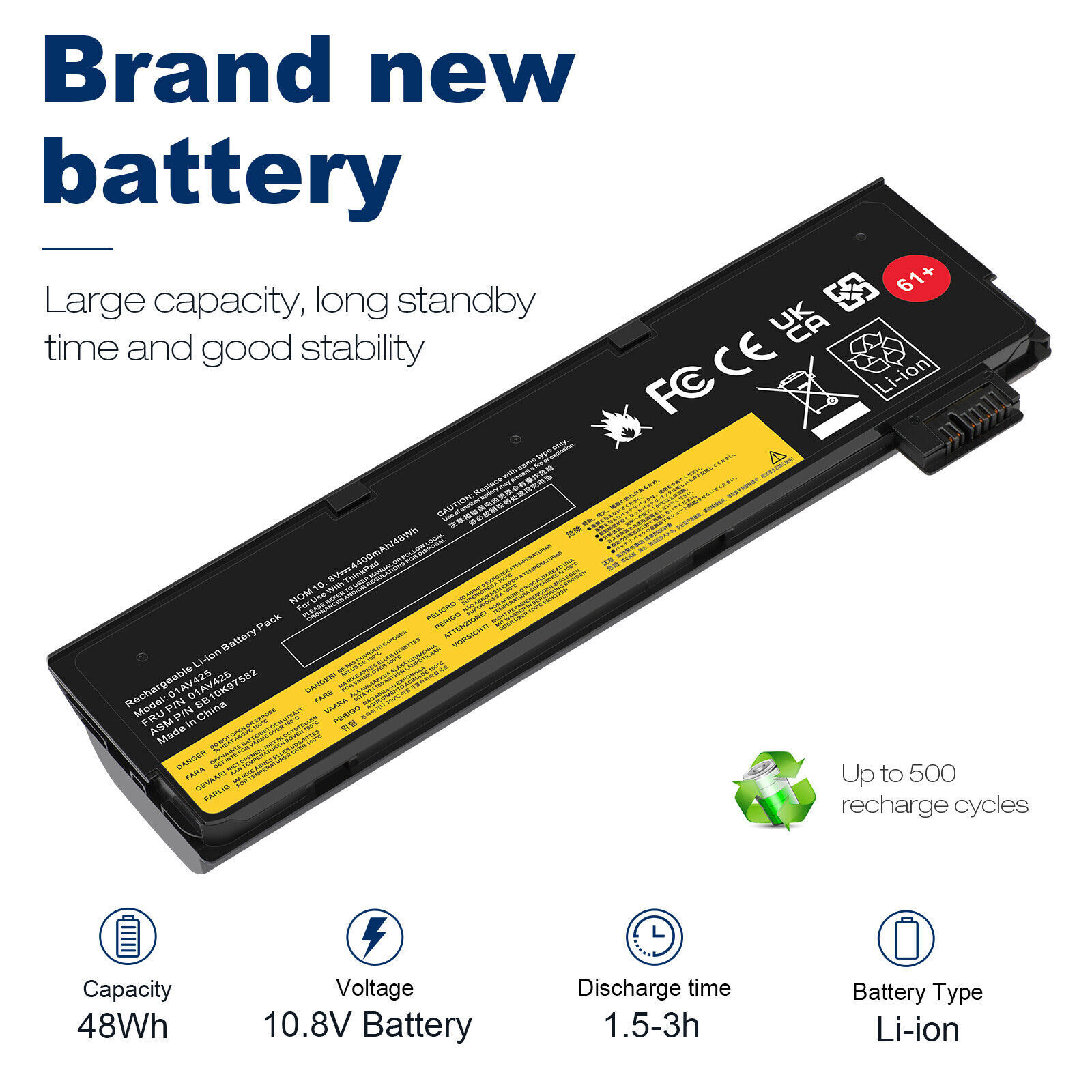 🧡LOT 100X 61+ Battery For Lenovo ThinkPad T470 T480 T570 T580 P52S P51S 01AV425