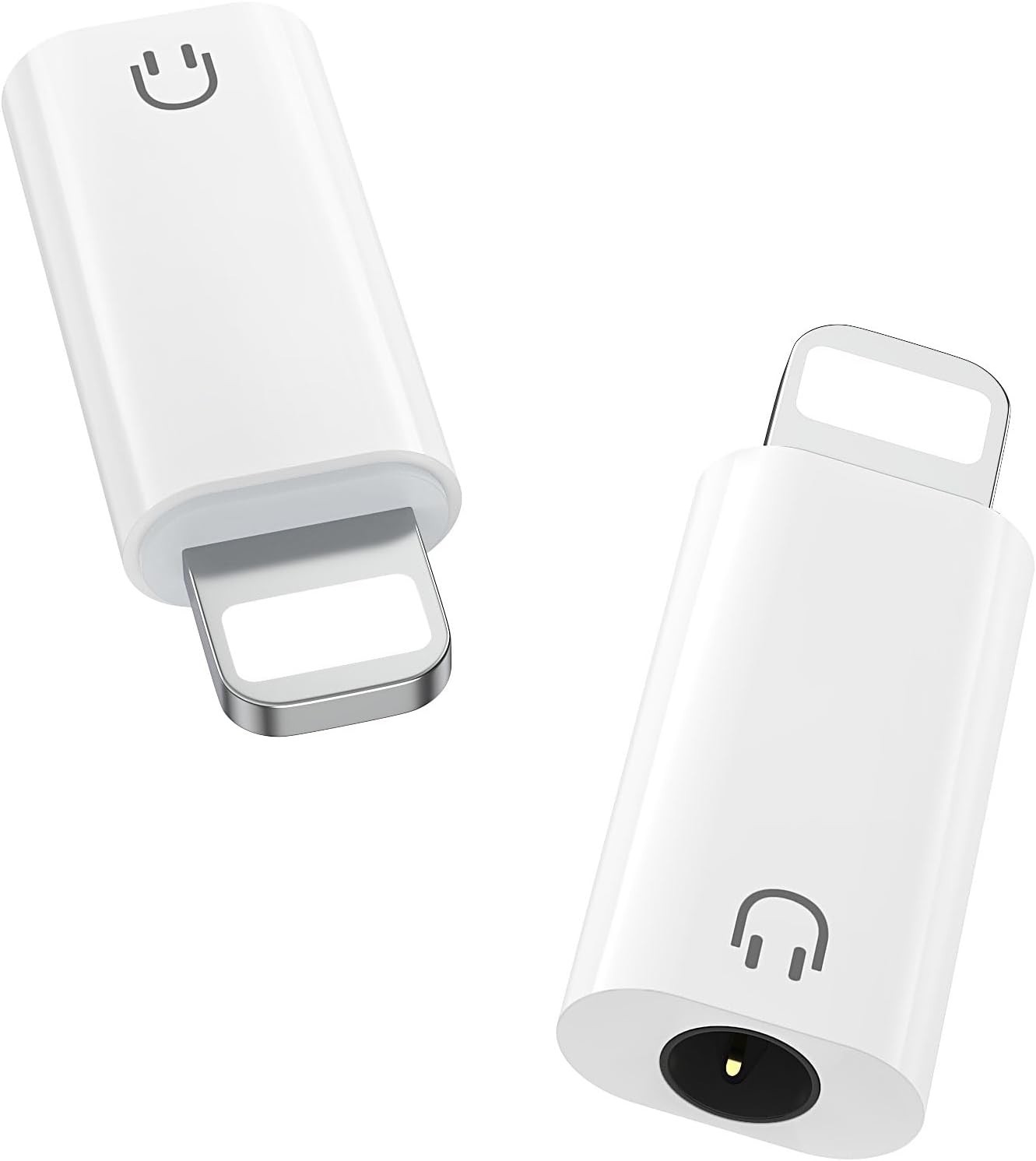 MoKo Lightning to 3.5mm Audio Headphone Adapter (Playback 2 Pack, White