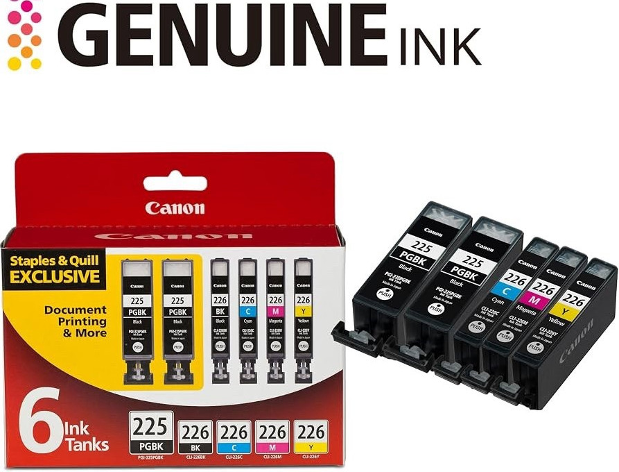Canon Genuine PGI-225/CLI-226 6-Pack Ink Tanks BK/C/M/Y for PIXMA Inkjet