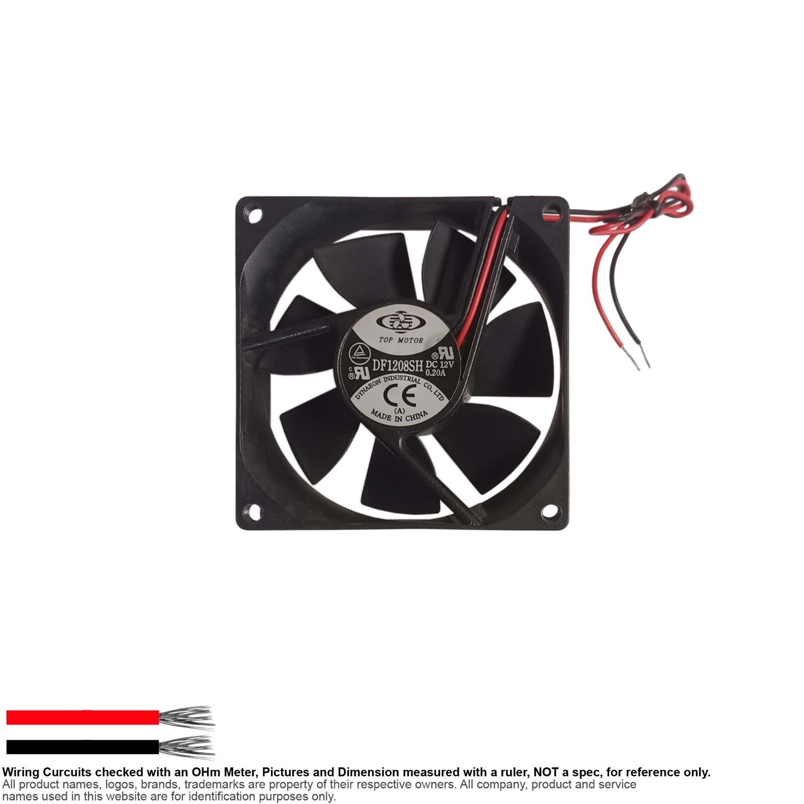 Fan Axial Muffin Cooling DC 12V  80mm 80x80x25 Top Motor DF1208SH