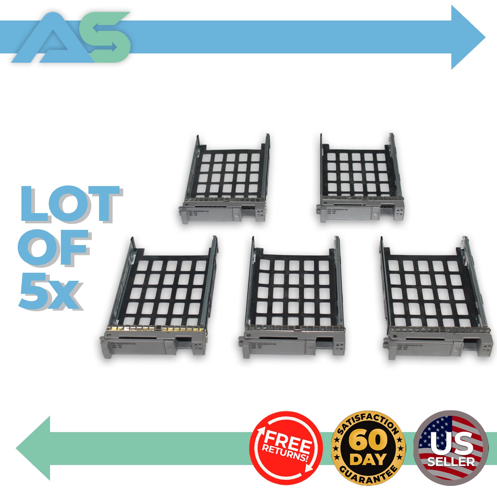 Lot of 5 Cisco 800-35052-01 UCS 2.5" SAS SATA HDD Drive Tray Caddy C220 C240