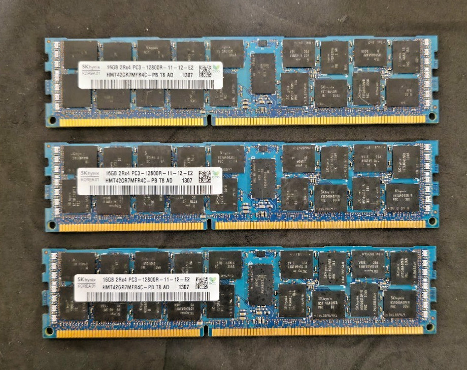 Lot of 3 SK hynix 16GB RAM 2RX4 PC3L-12800R-11-13-E2 ECC Server Memory