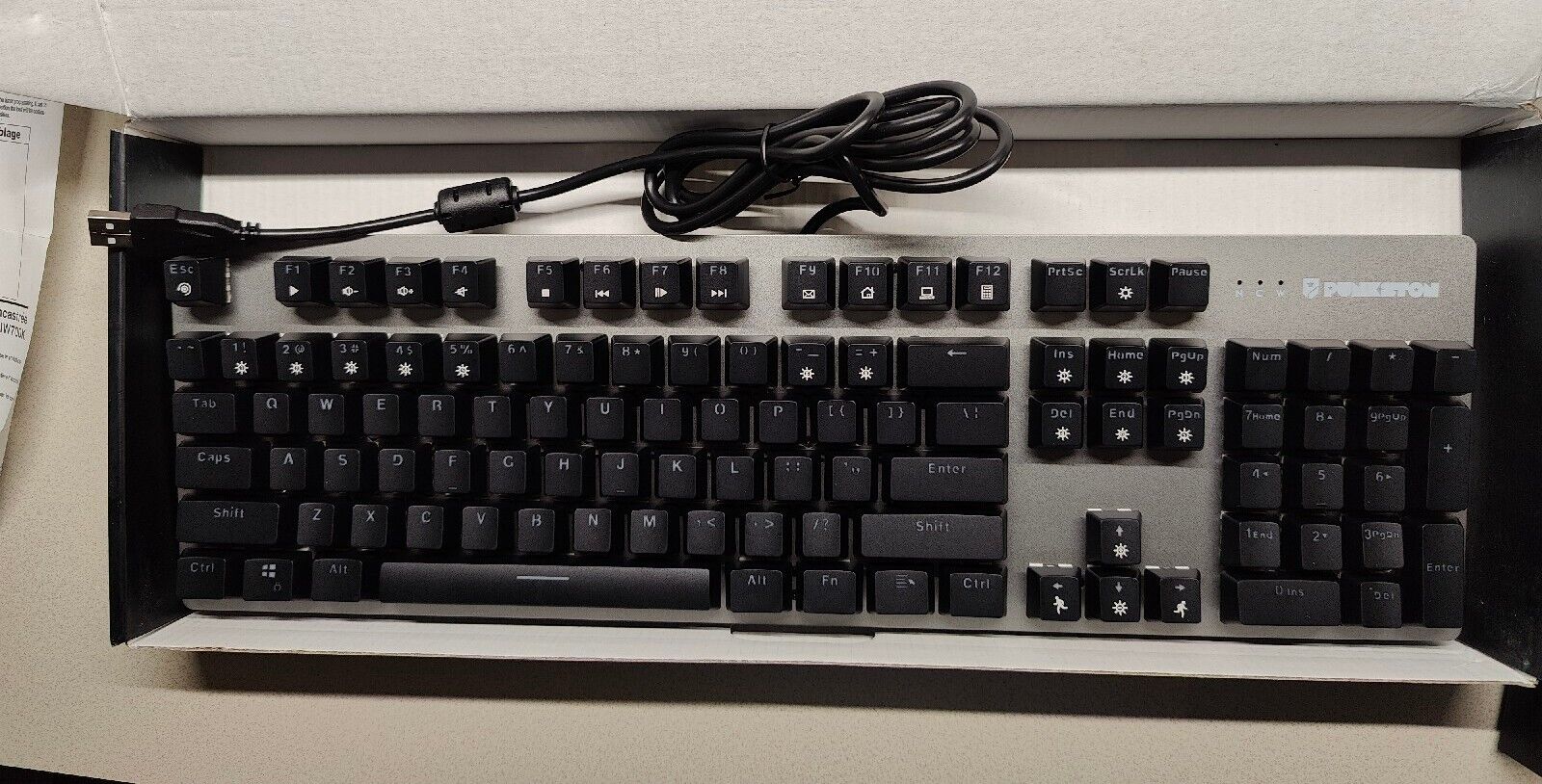 Punkston TK104 Mechanical Gaming Keyboard w Metal Panel 104 keys Blue Switch