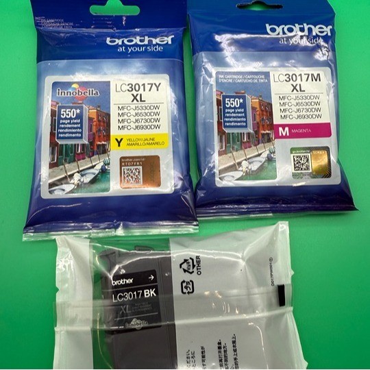 EXP 2022,2025 Lot of 3 Brother Ink Cartridges High Yield Magenta/Yellow/Black LC
