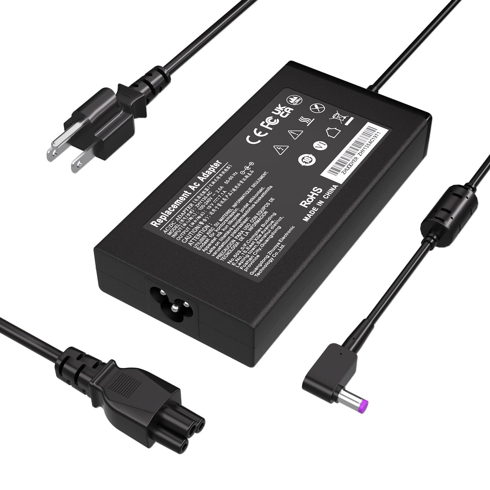 19V-7.1A 135W for Acer Laptop Charger 5.5x1.7MM, Compatible with Acer Nitro 5...